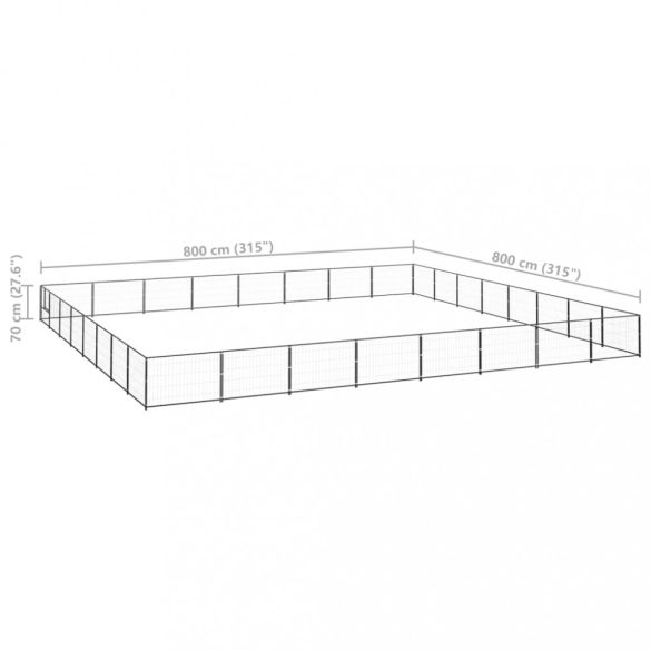fekete acél kutyakennel 64 m²