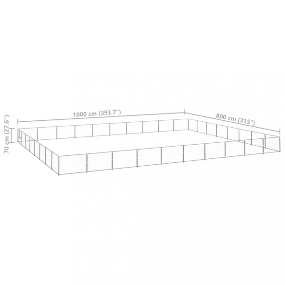 ezüstszínű acél kutyakennel 80 m²