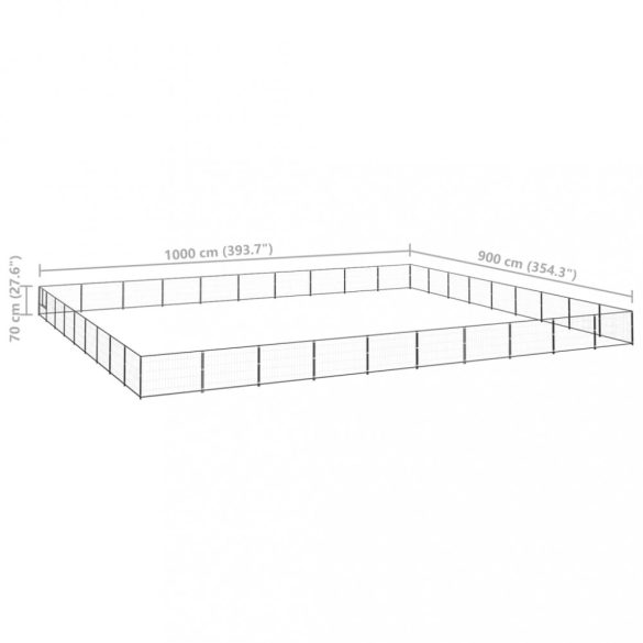 fekete acél kutyakennel 90 m²