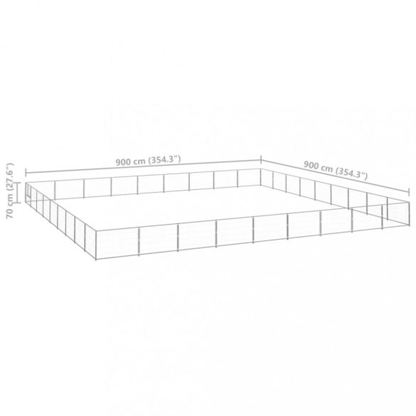 ezüstszínű acél kutyakennel 81 m²