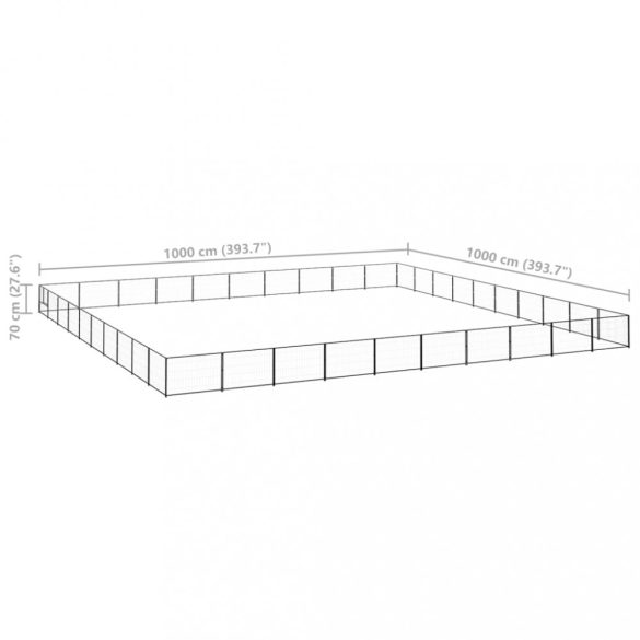 fekete acél kutyakennel 100 m²