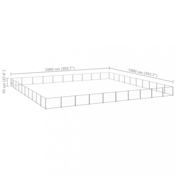 ezüstszínű acél kutyakennel 100 m²