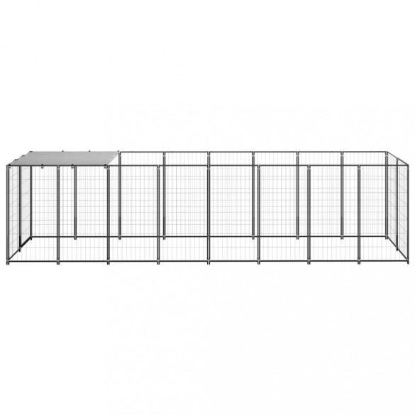fekete acél kutyakennel 4,84 m²