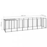 fekete acél kutyakennel 4,84 m²