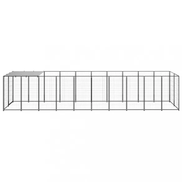 fekete acél kutyakennel 6,05 m²