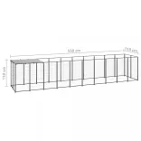 fekete acél kutyakennel 6,05 m²