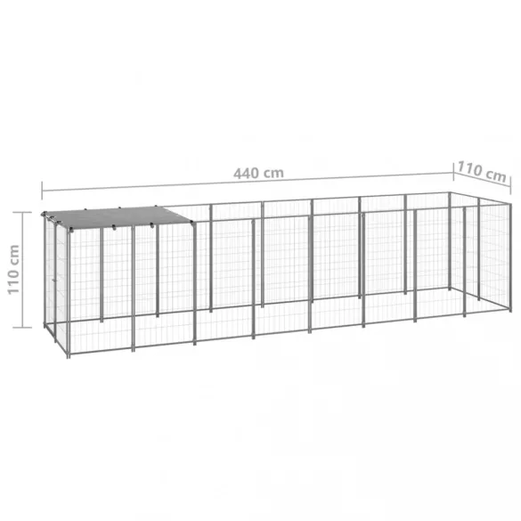 ezüstszínű acél kutyakennel 4,84 m²