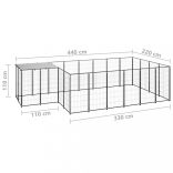 fekete acél kutyakennel 8,47 m²