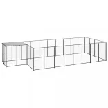 fekete acél kutyakennel 10,89 m²