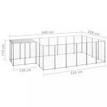 ezüstszínű acél kutyakennel 8,47 m²