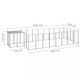 ezüstszínű acél kutyakennel 10,89 m²