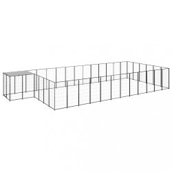 fekete acél kutyakennel 22,99 m²
