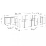 ezüstszínű acél kutyakennel 15,73 m²