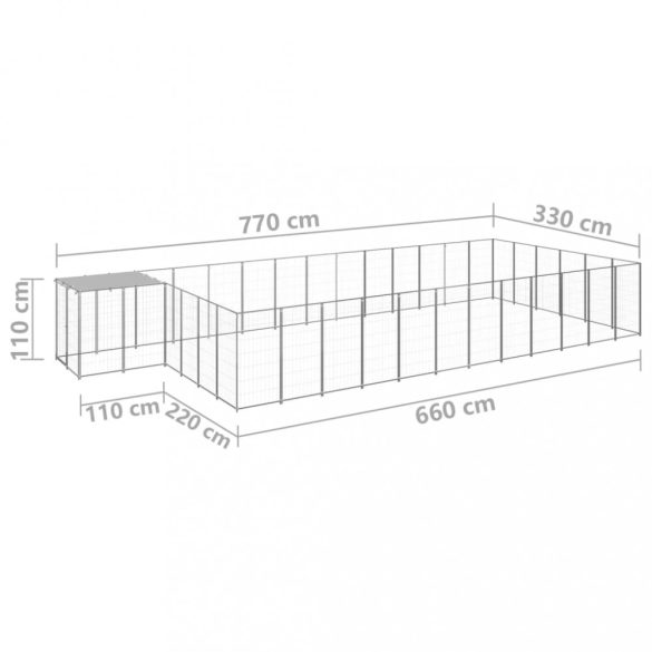 ezüstszínű acél kutyakennel 22,99 m²