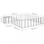 fekete acél kutyakennel 20,57 m²