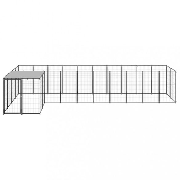 fekete acél kutyakennel 7,26 m²