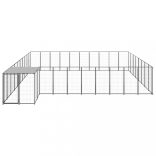 fekete acél kutyakennel 25,41 m²