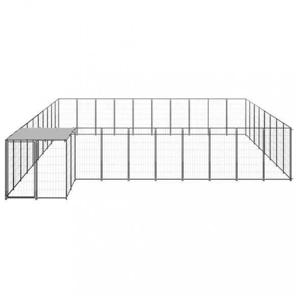 fekete acél kutyakennel 25,41 m²