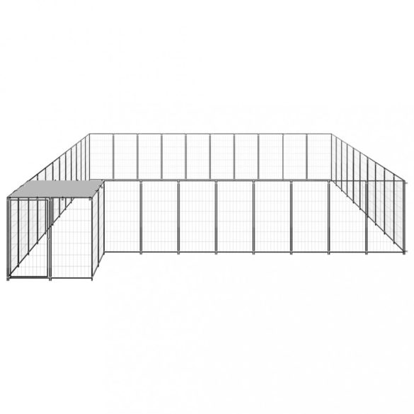 fekete acél kutyakennel 31,46 m²