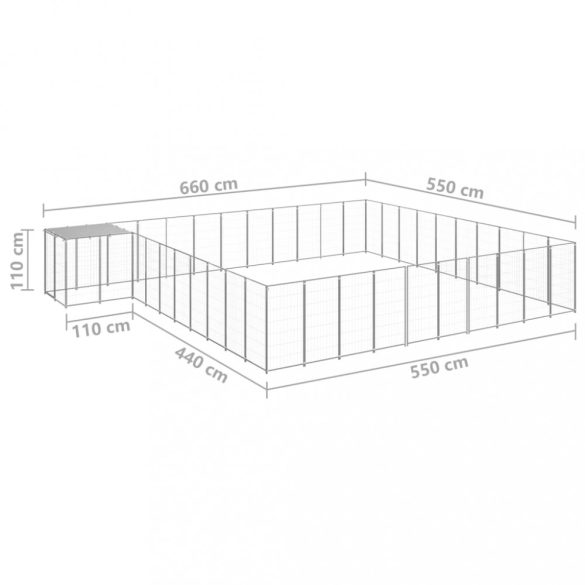 ezüstszínű acél kutyakennel 31,46 m²