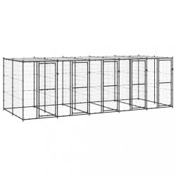 kültéri acél kutyakennel tetővel 12,1 m²