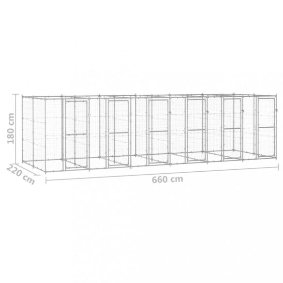 kültéri horganyozott acél kutyakennel 14,52 m²