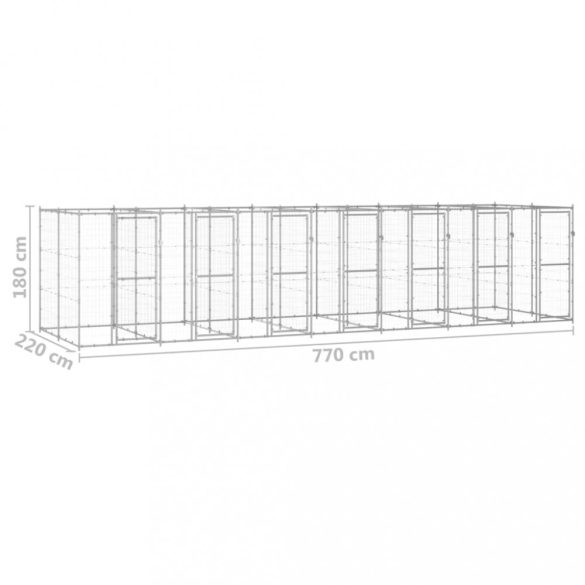 kültéri horganyozott acél kutyakennel 16,94 m²
