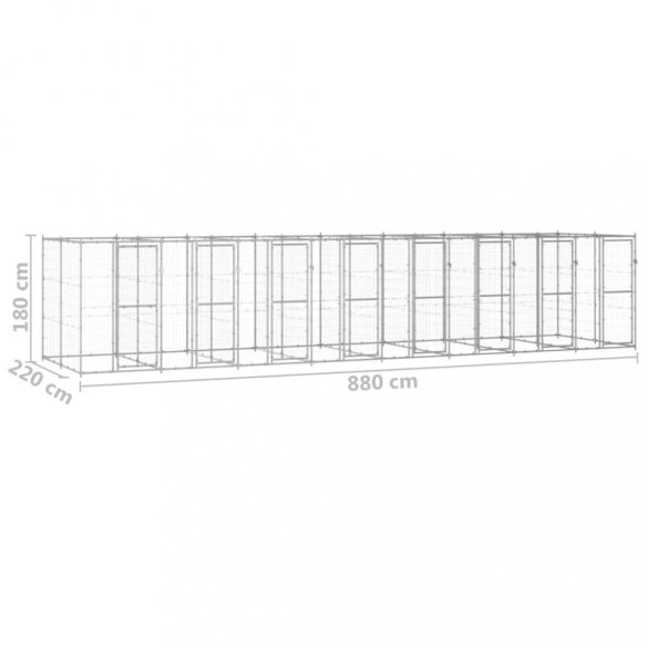 kültéri horganyozott acél kutyakennel 19,36 m²