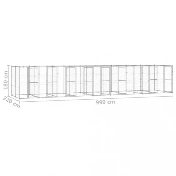 kültéri horganyozott acél kutyakennel 21,78 m²