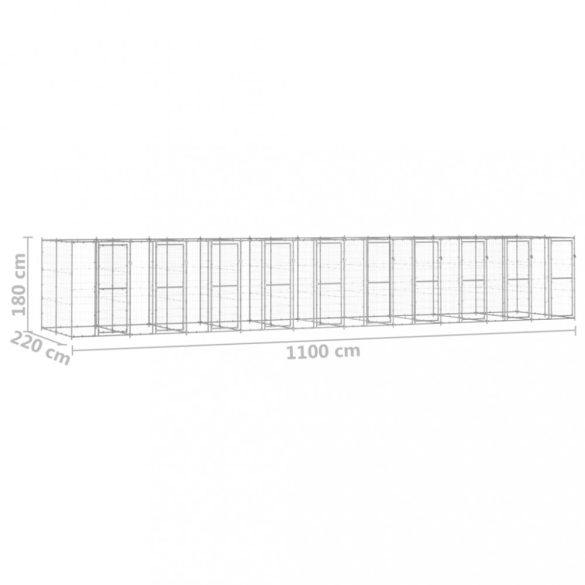 kültéri horganyozott acél kutyakennel 24,2 m²