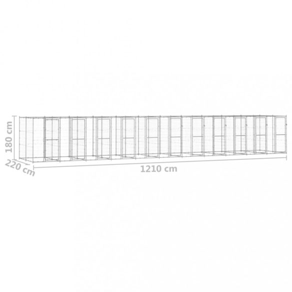 kültéri horganyozott acél kutyakennel 26,62 m²