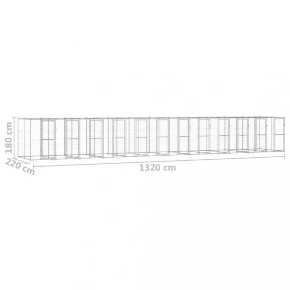 kültéri horganyozott acél kutyakennel 29,04 m²