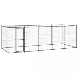 kültéri acél kutyakennel tetővel 12,1 m²