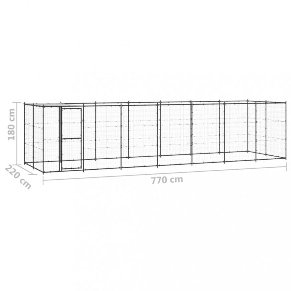 kültéri acél kutyakennel tetővel 16,94 m²