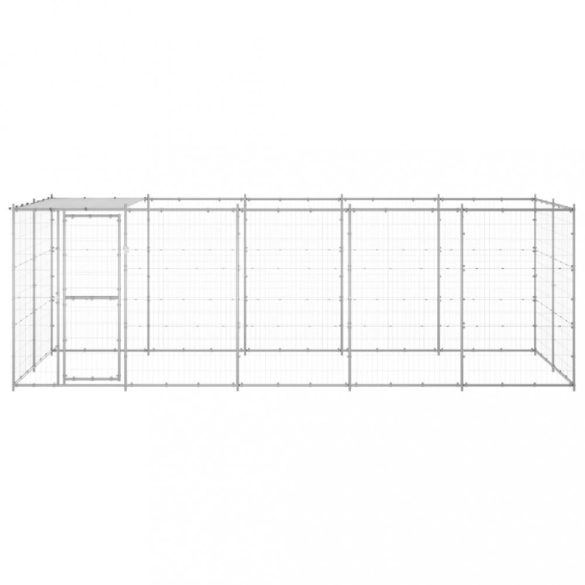 kültéri horganyozott acél kutyakennel tetővel 12,1 m²