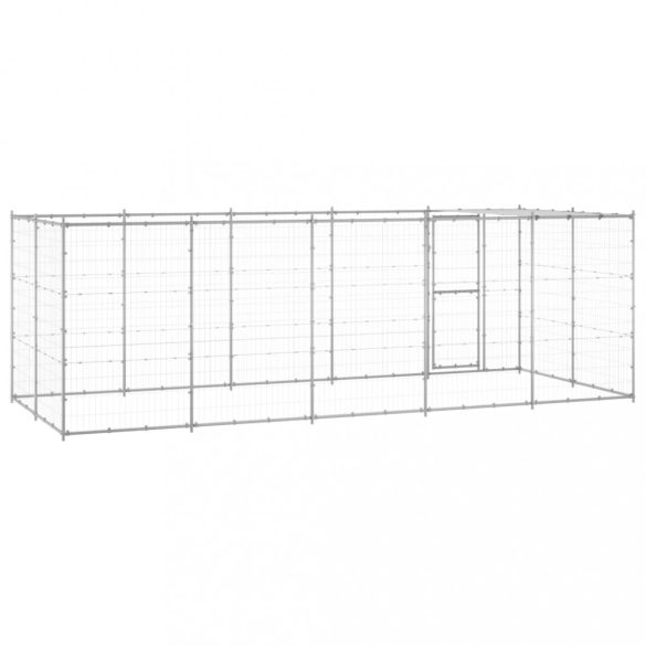 kültéri horganyozott acél kutyakennel tetővel 12,1 m²