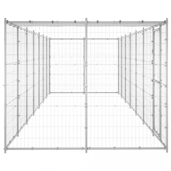 kültéri horganyozott acél kutyakennel tetővel 16,94 m²