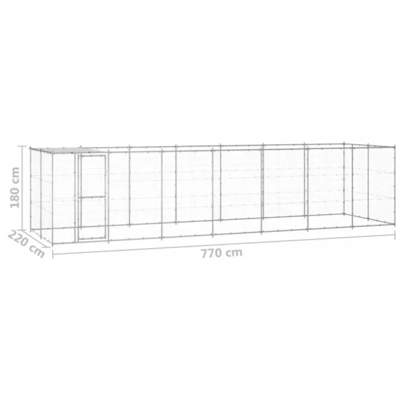 kültéri horganyozott acél kutyakennel tetővel 16,94 m²