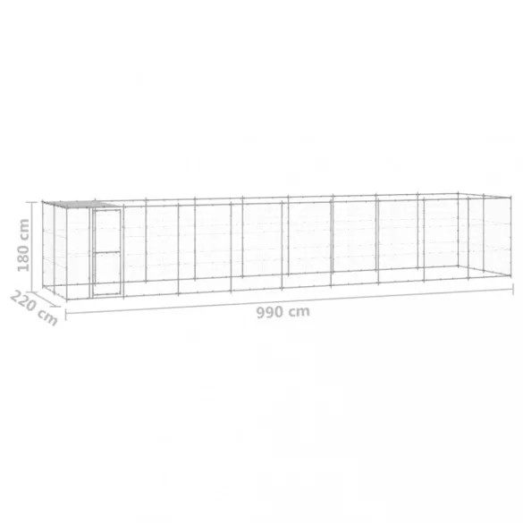 kültéri horganyozott acél kutyakennel tetővel 21,78 m²