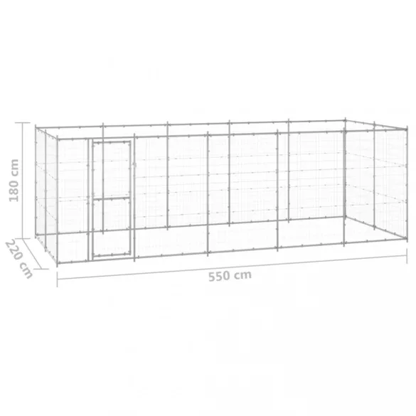 kültéri horganyozott acél kutyakennel 12,1 m²