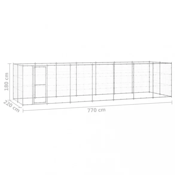 kültéri horganyozott acél kutyakennel 16,94 m²