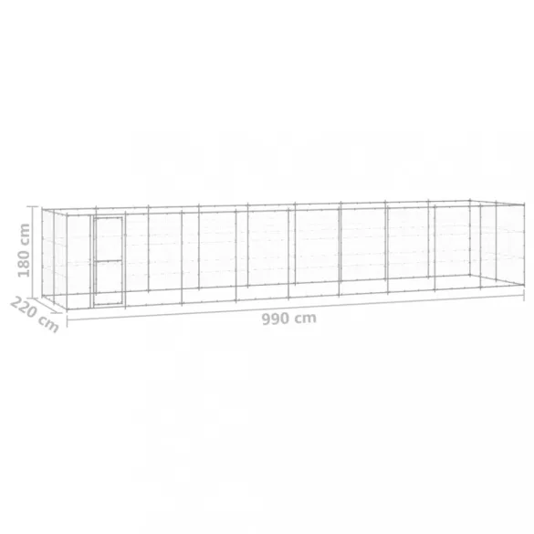 kültéri horganyozott acél kutyakennel 21,78 m²