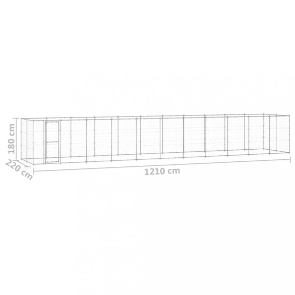kültéri horganyozott acél kutyakennel 26,62 m²