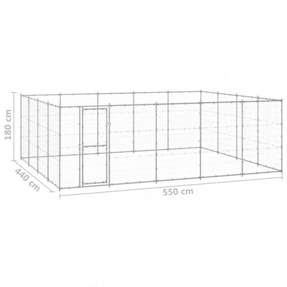 kültéri horganyozott acél kutyakennel 24,2 m²