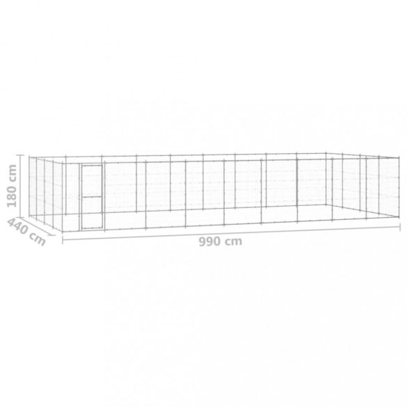 kültéri horganyozott acél kutyakennel 43,56 m²