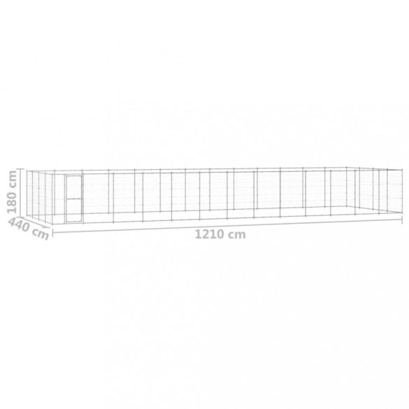 kültéri horganyozott acél kutyakennel 53,24 m²