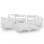 8 részes fehér tömör fenyőfa kerti ülőgarnitúra