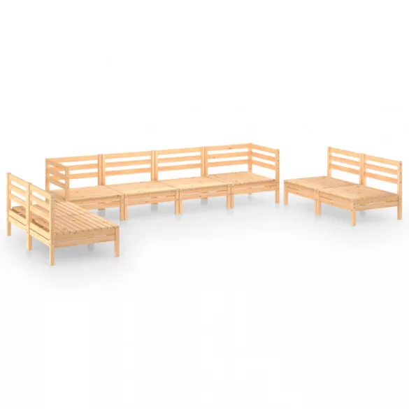 8 részes tömör fenyőfa kerti bútorgarnitúra