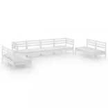 8 részes fehér tömör fenyőfa kerti ülőgarnitúra