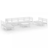 9 részes fehér tömör fenyőfa kerti bútorgarnitúra